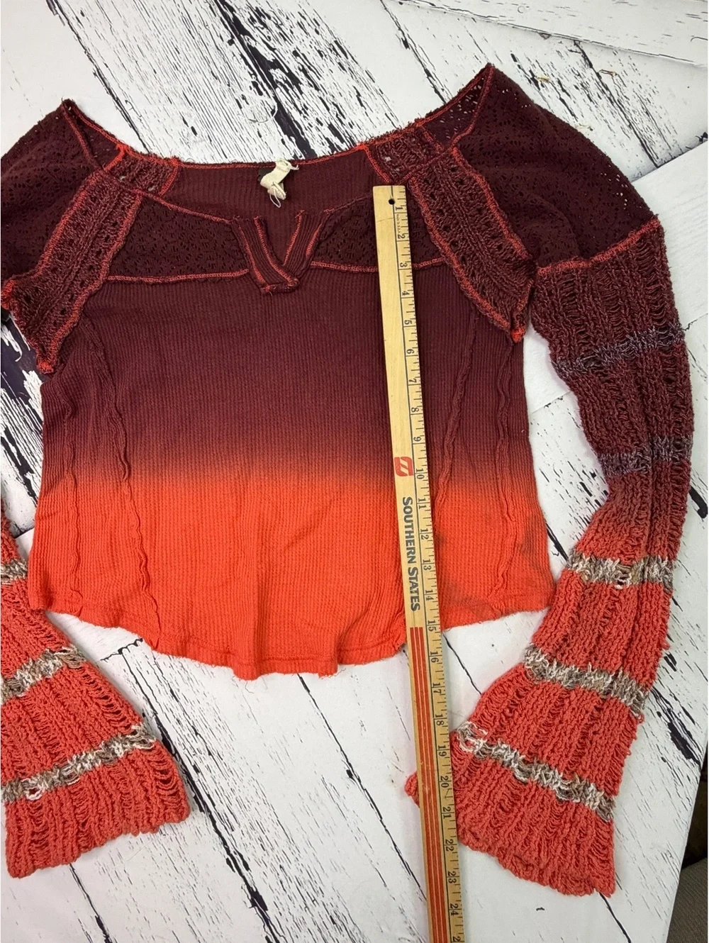 Free People Boho Close To Me Ombré Pullover Berry Red Colorway Women Medium